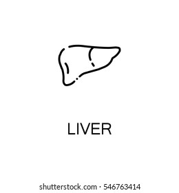 Icono plano del hígado. Símbolo de esquema único de alta calidad del cuerpo humano para diseño web o aplicación móvil. Signos delgados de hilo para el logo del diseño, tarjeta de visita, etc. Pictograma de contorno del hígado 