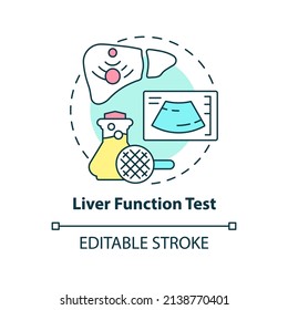 Liver function test concept icon. Laboratory procedure. Diagnostic service abstract idea thin line illustration. Isolated outline drawing. Editable stroke. Arial, Myriad Pro-Bold fonts used