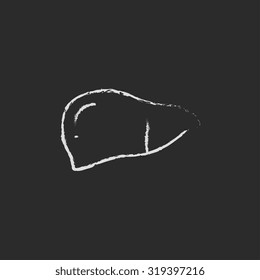 Liver hand drawn in chalk on a blackboard vector white icon isolated on a black background.
