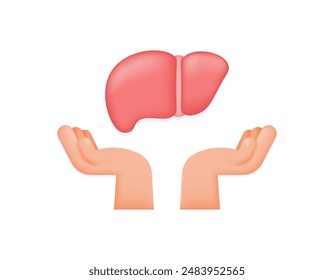 liver health care concept. Protect and care for the liver. illustration of liver by hand. symbol or icon. minimalist 3d style design. graphic elements