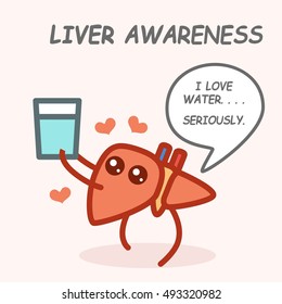 Liver health cartoon sticker set
