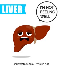 Liver, hepatitis health cartoon character