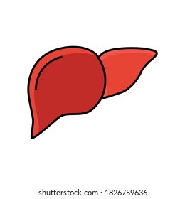 Liver Human Organ Medical Hospital Flat Line Icon