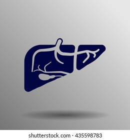 Liver icon blue on a gray background