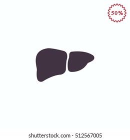  Liver icon flat.