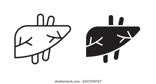 Liver icon. Flat and stroke versions. Graphic elements.