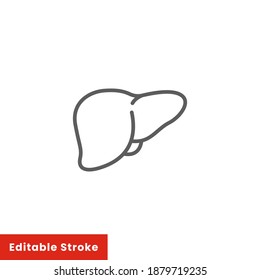 Liver Icon, Line And Glyph Style. Human Organ Anatomy, Vector Illustration. Design On White Background. Editable Stroke EPS 10