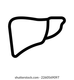 Icono del hígado sobre fondo blanco. Iconos médicos. Signo de estilo lineal para concepto móvil y diseño web. Ilustración vectorial