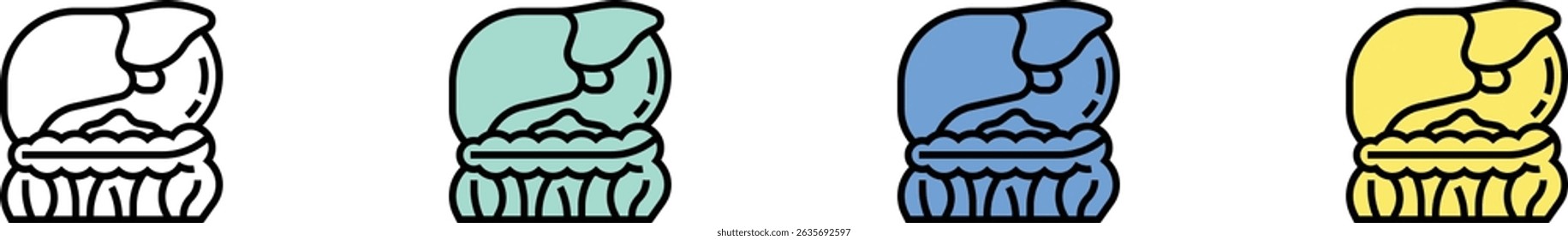 liver icon. Outline, Green, Blue and Yellow Style Design Isolated On White Background