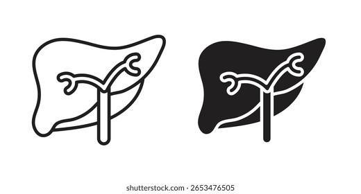 Ícone hepático, sinal vetorial de contorno, pictograma linear e de estilo sólido isolado no branco.