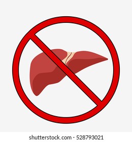 Liver icon in red sign. Human internal organ. Medical vector icon. Anatomy concept. Healthcare. Flat style