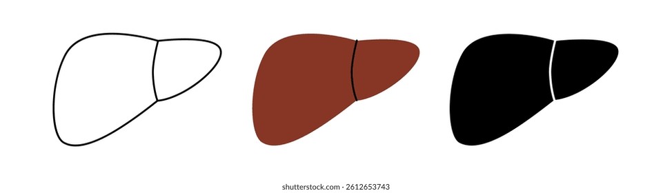 Liver icon set. Human internal organ anatomy. Vector illustration.