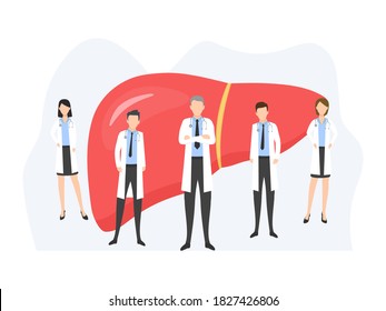 Liver icon shape. Human internal organ anatomy symbol in flat style. Vector illustration isolated on white background. Medical poster with human organ and doctors.