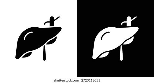 Liver icon simple flat graphic illustrations. Black and white silhouette vector