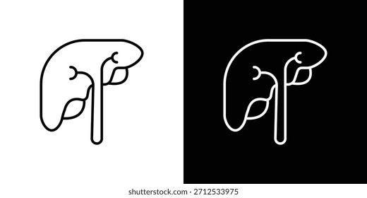 Icono del hígado. Símbolo plano simple. Ilustración de pictograma de contorno negro perfecto