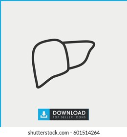 liver icon. simple outline liver vector icon. on white background.