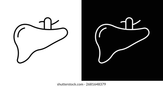 ícone do fígado pictograma vetor simples. ícone preto e branco conceito