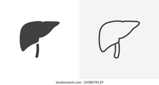 Liver icon in solid and outlined style