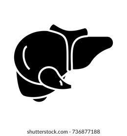 liver icon, vector illustration, black sign on isolated background