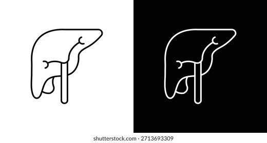Contorno del logotipo del Vector del icono del hígado. símbolos de línea delgada