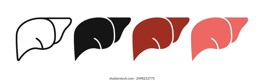 Liver Iconicon vector collection in outlined and solid style