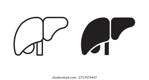 Iconos del hígado. Píxel perfecto. Icono de contorno de Vector. Concepto de logotipo plano.