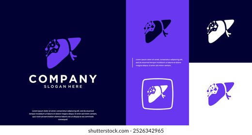 liver logo with molecules concept, modern health consultation, health care, graphic design template.