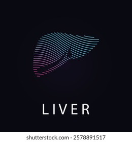 Liver Logo silhouette design vector template isolated on dark background. simple icon Liver creative concept. abstract liver anatomy structure Vector illustration. EPS 10

