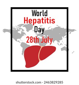 Liver on the background of the world map, World Hepatitis Day. Illustration on a white background