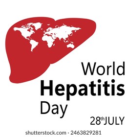 Leber auf weißem Hintergrund, Welttag der Hepatitis. Abbildung auf weißem Hintergrund