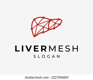 Liver Organ Anatomy Hepatic Hepatitis Mesh Connection Polygonal Low Poly Line Vector Logo Design