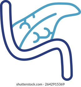 Liver or pancreas organ single icon for medical health, or educational materials, organic leaf shape can represent herbal medicines, natural remedies, or health support supplements.