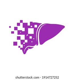 Hígado con plantilla vectorial del logotipo de Pixel, conceptos de diseño del logotipo de Creative Liver