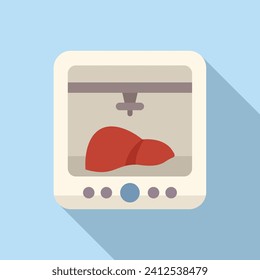 Liver printing box icon flat vector. Medical bio science. Future dna