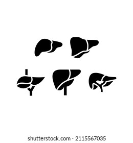 Icono de conjunto de hígado aislado en fondo blanco