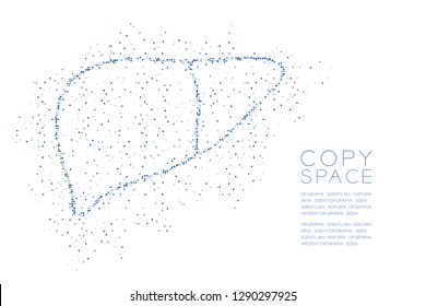 Liver shape Abstract Geometric Circle dot pixel pattern, Medical Science Organ concept design blue color illustration isolated on white background with copy space, vector eps 10