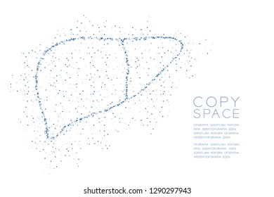 Liver shape Abstract Geometric polygon square box and Triangle pattern, Medical Science Organ concept design blue color illustration isolated on white background with copy space, vector eps 10