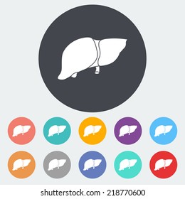 Liver. Single flat icon on the circle. Vector illustration.