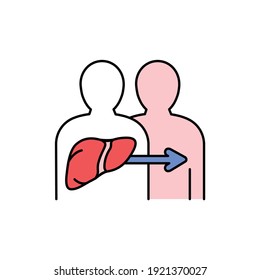 Liver transplant color line icon. Donor organ. Pictogram for web page, mobile app, promo. UI UX GUI design element. Editable stroke.