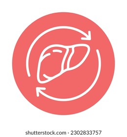 Liver transplant color line icon. Isolated vector element. Outline pictogram for web page, mobile app, promo