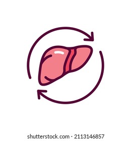 Liver Transplant Line Icon. Isolated Vector Element.