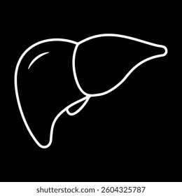 Liver Vector Icon on a Black Background, Illustrating the Shape and Features of the Organ