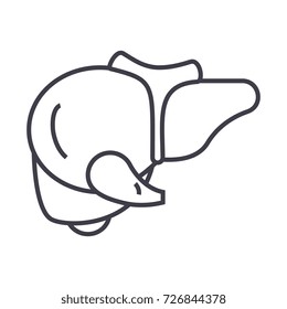 liver vector line icon, sign, illustration on background, editable strokes