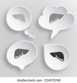 Liver. White flat vector buttons on gray background.