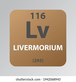 Livermorium Lv  Chemical Element vector illustration diagram, with atomic number and mass. Simple flat design for education, lab, science class.
