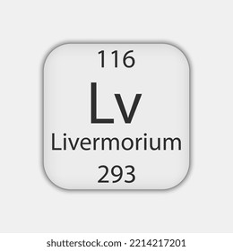 Livermorium symbol. Chemical element of the periodic table. Vector illustration.