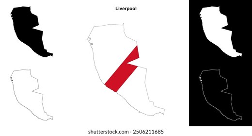 Liverpool blank outline map set