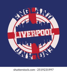 liverpool city of england typography graphic print , Abstract fashion drawing and creative design for t-shirts, mugs, graphic tee, sweatshirt, cases, etc. Illustration in modern style for clothes
