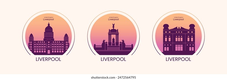 Liverpool city label stickers set 