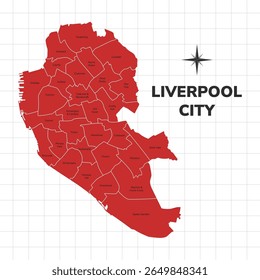 Liverpool City map illustration. Map of the City in England